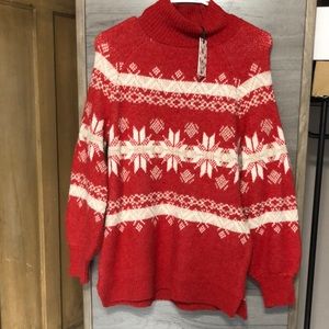 Hippie Rose XS Red Snowflake Design Sweater